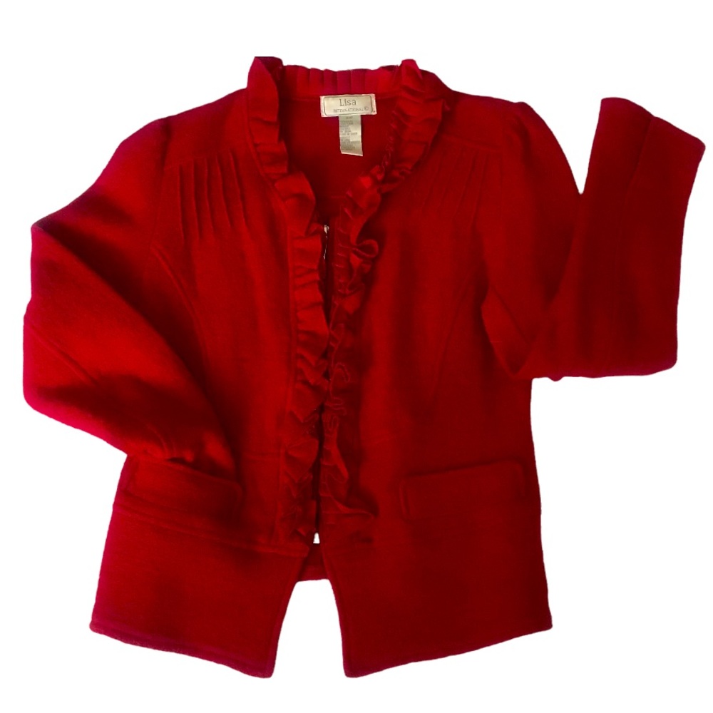 VTG Lisa International Red Boiled Wool Zip Jacket